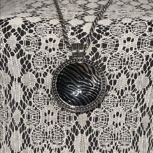 Vintage Premier Designs Black and Silver Textured Necklace